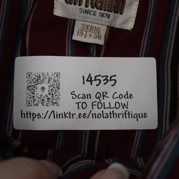 Ely Cattleman Shirt Mens 3XL Burgundy Striped Big Man Long Sleeve Western Pearl - Picture 16 of 16